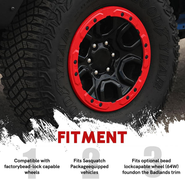 5X Bead Lock Trim Red Beauty Rings Kit Fit for 20212023 Ford Bronco BROADDICT